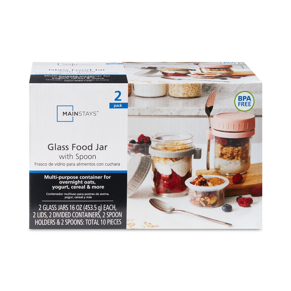 Glass Meal Prep Container - وعاء محمول لحفظ وجبات الشوفان الليلي