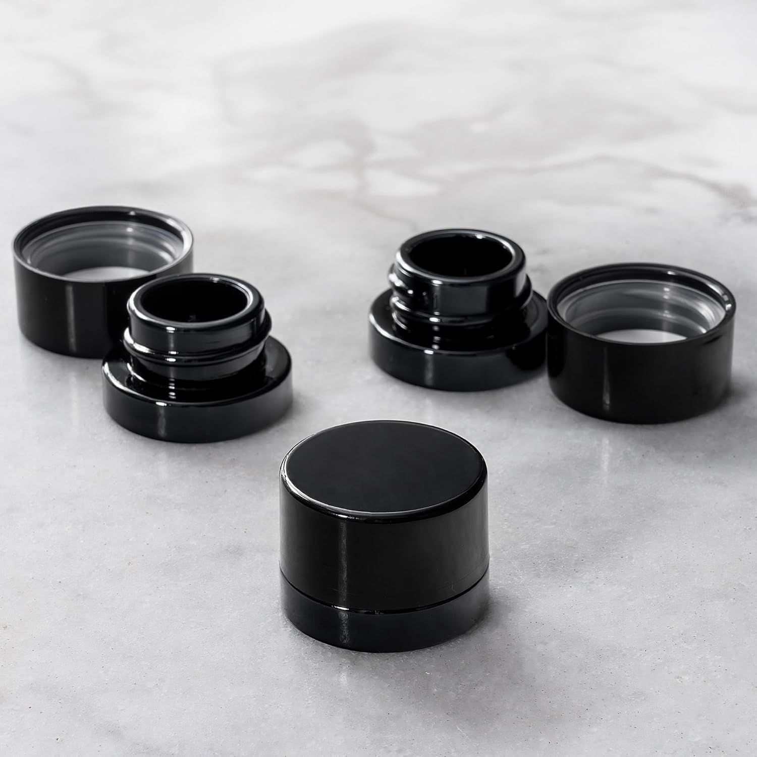 Glass Meal Prep Container - برطمانات زجاجية سوداء سميكة 5 مل