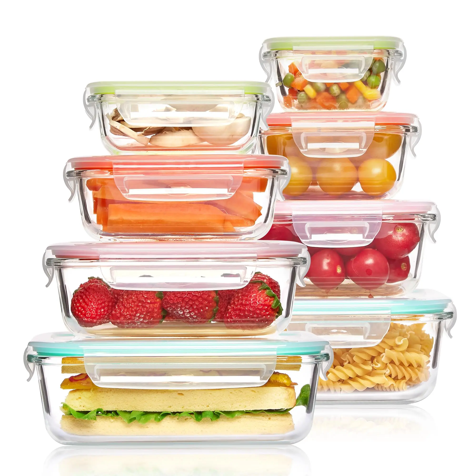 Glass Meal Prep Container - حاويات تخزين الطعام الزجاجية لصندوق الغداء،