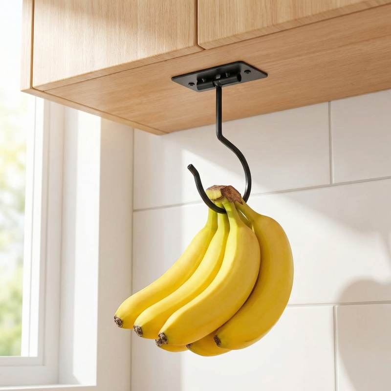 Food Storage In Cabinets - رف تخزين معدني أسود ذاتي اللصق