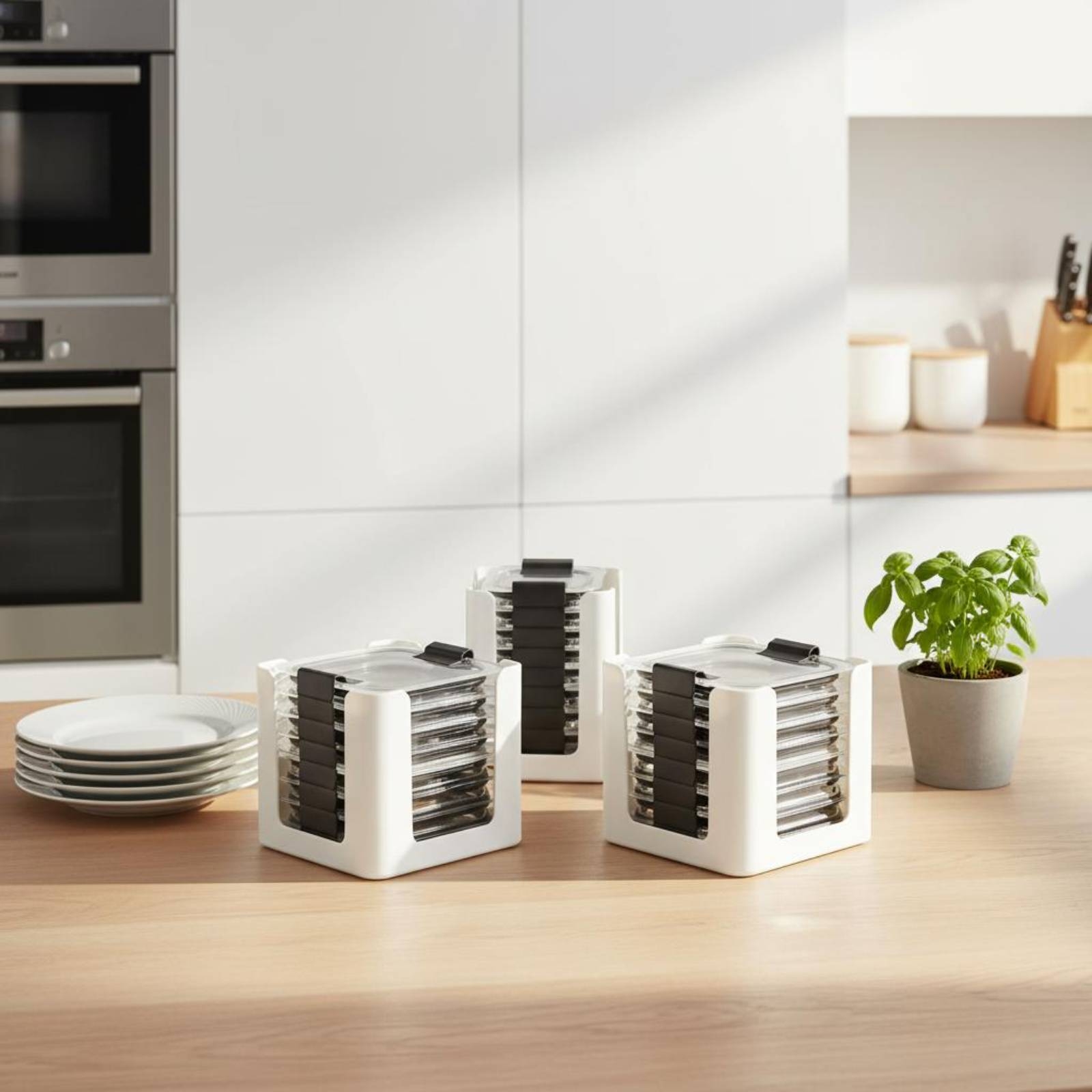Food Storage In Cabinets - رف تخزين للأغطية مكون من 3