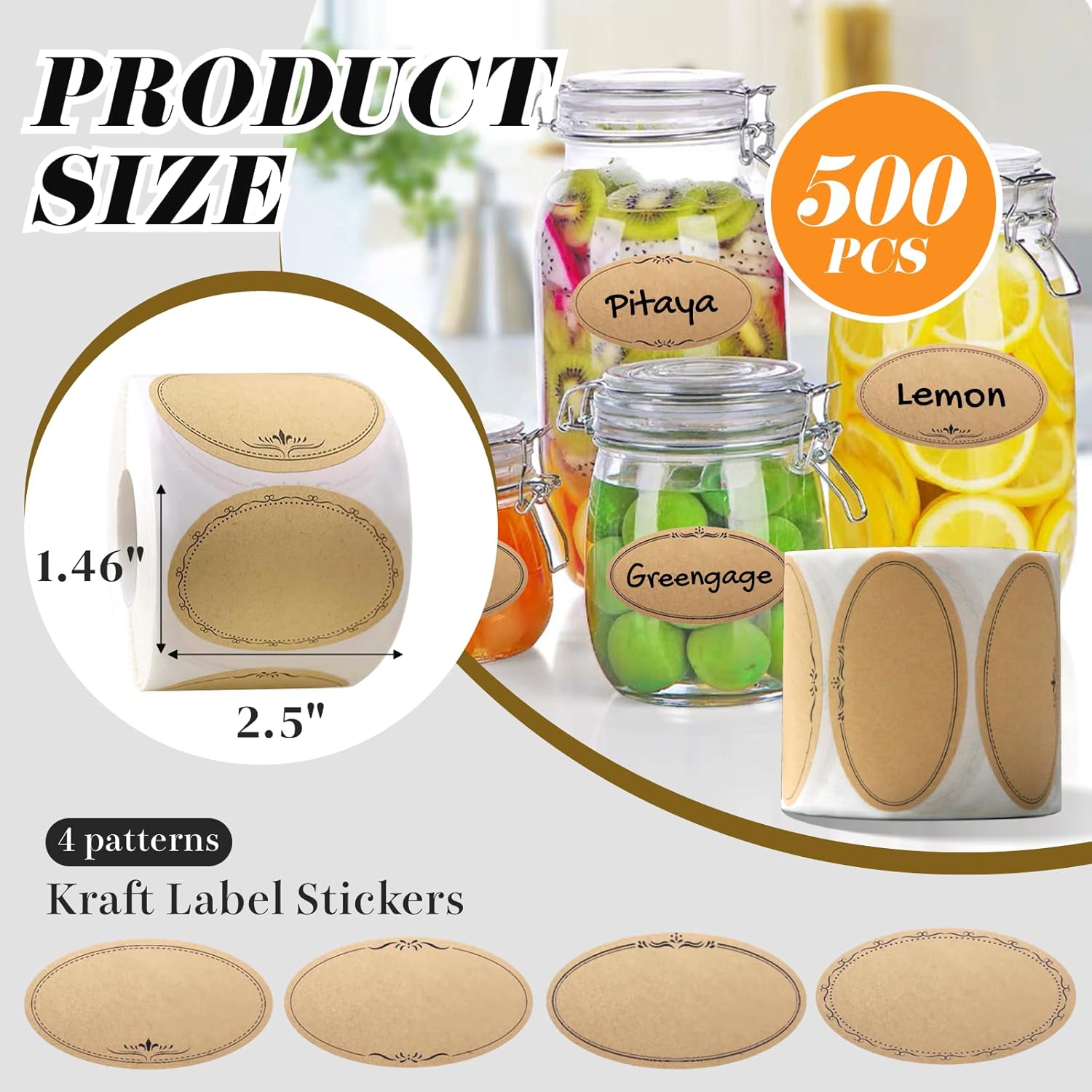 500 قطعة من ملصقات برطمانات ما - مراجعة Food Storage Jar Labels وسعره