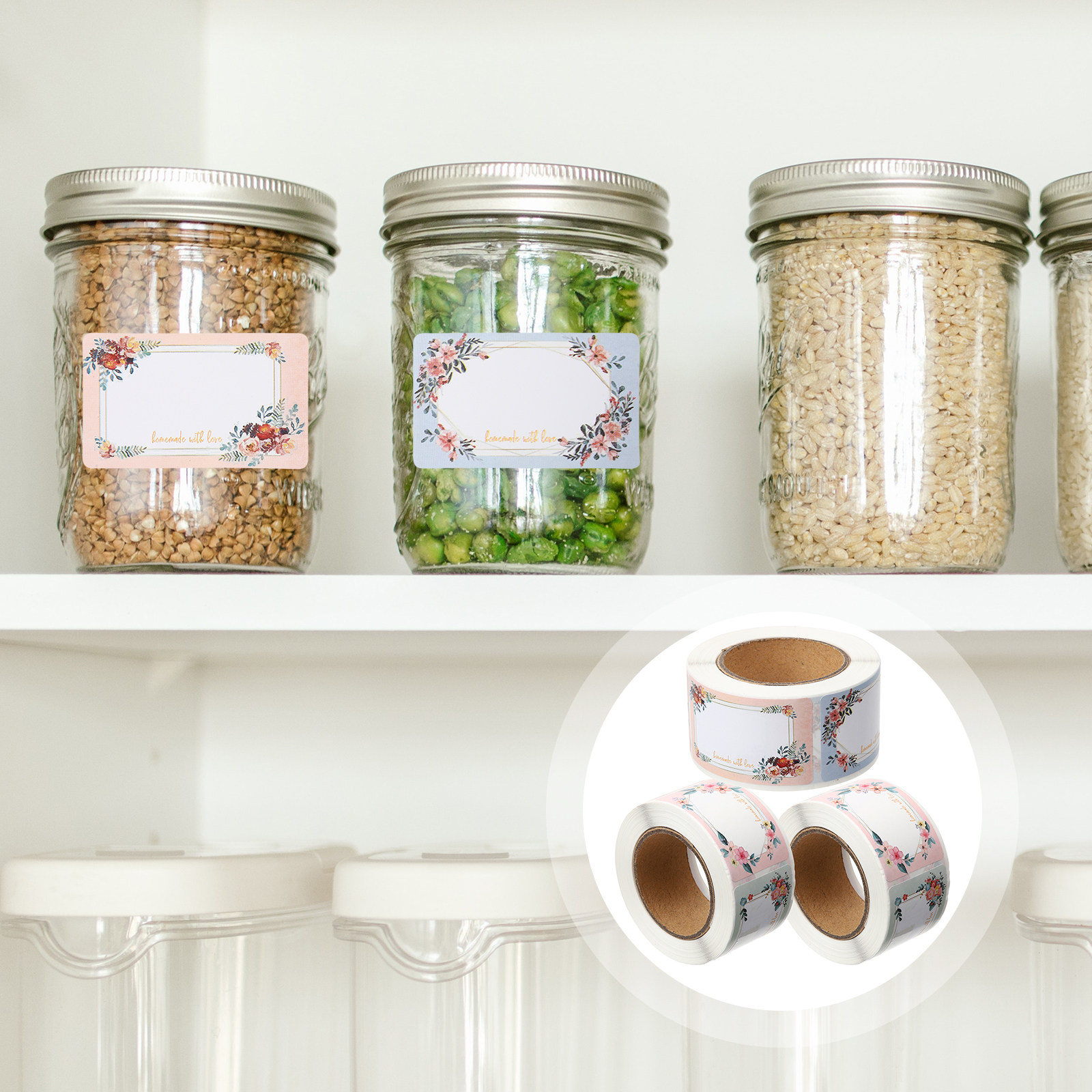 3 لفات من ملصقات الأسماء الفار - مراجعة Food Storage Jar Labels وسعره
