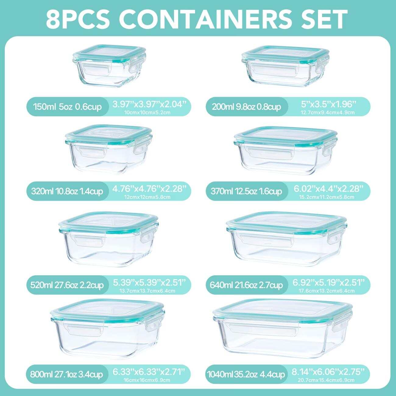 16 قطعة من حاويات تخزين الطعام - مراجعة Glass Meal Prep Container وسعره